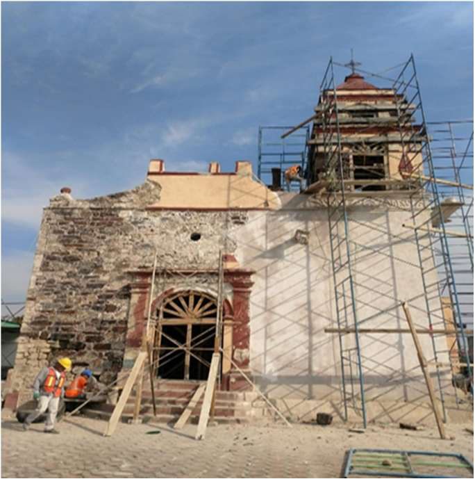 Trabajos en capilla de San Felipe Tlalnepantla