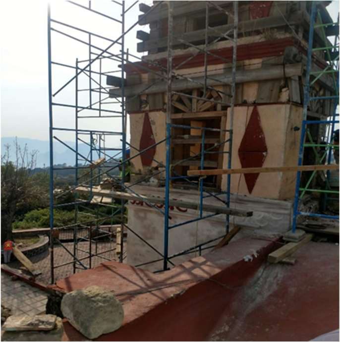 Detalle de restauración en capilla de San Felipe Tlalnepantla